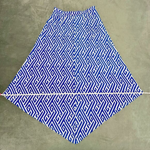 Chico's Skirt Size 0 Small Blue & White Midi Asymmetrical Hem Pull On Summer - Picture 11 of 15